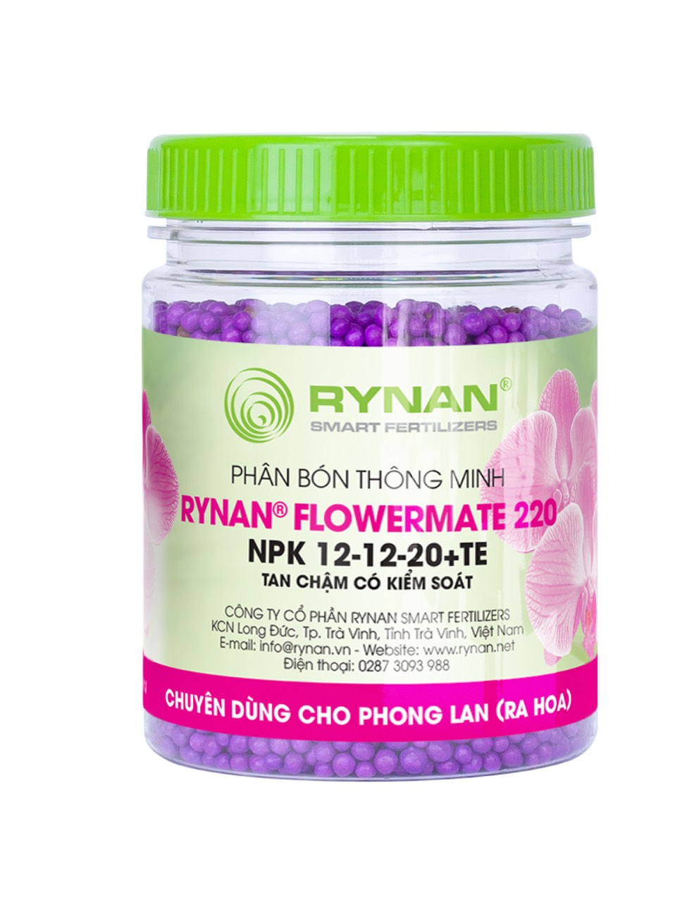 Phân bón gốc NPK 12-12-20 +TE tan chậm có kiểm soát chuyên dùng cho phong lan trưởng thành chuẩn bị ra hoa, kích thích cây ra hoa, hoa trổ đồng loạt, đẹp, màu sắc đều, sặc sỡ hủ 150gr.