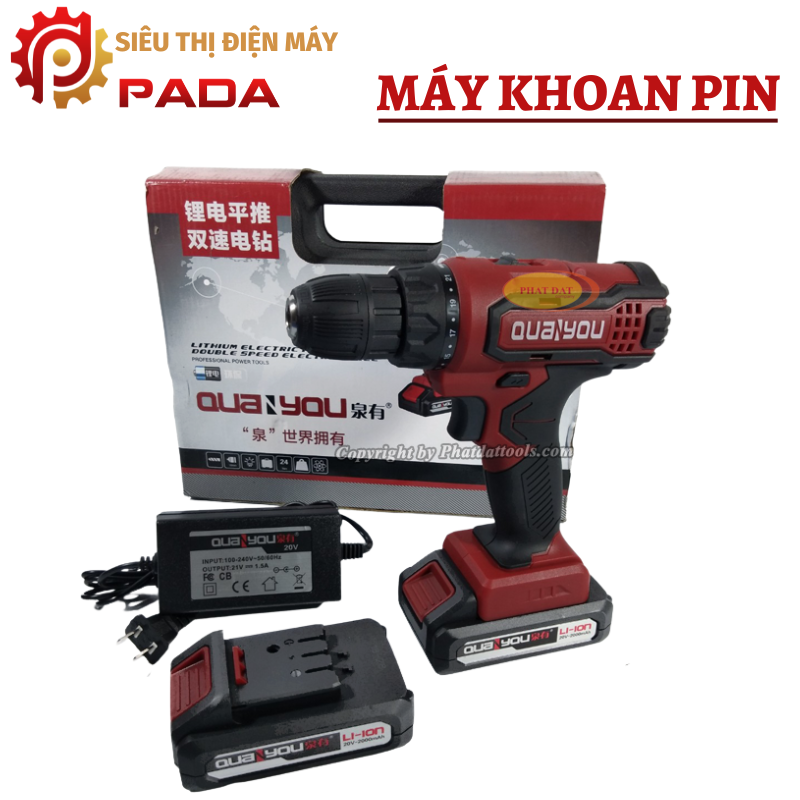 Máy khoan pin 21v quaiyou qy5220 nội địa-2 pin cao cấp-bảo hành 6 tháng