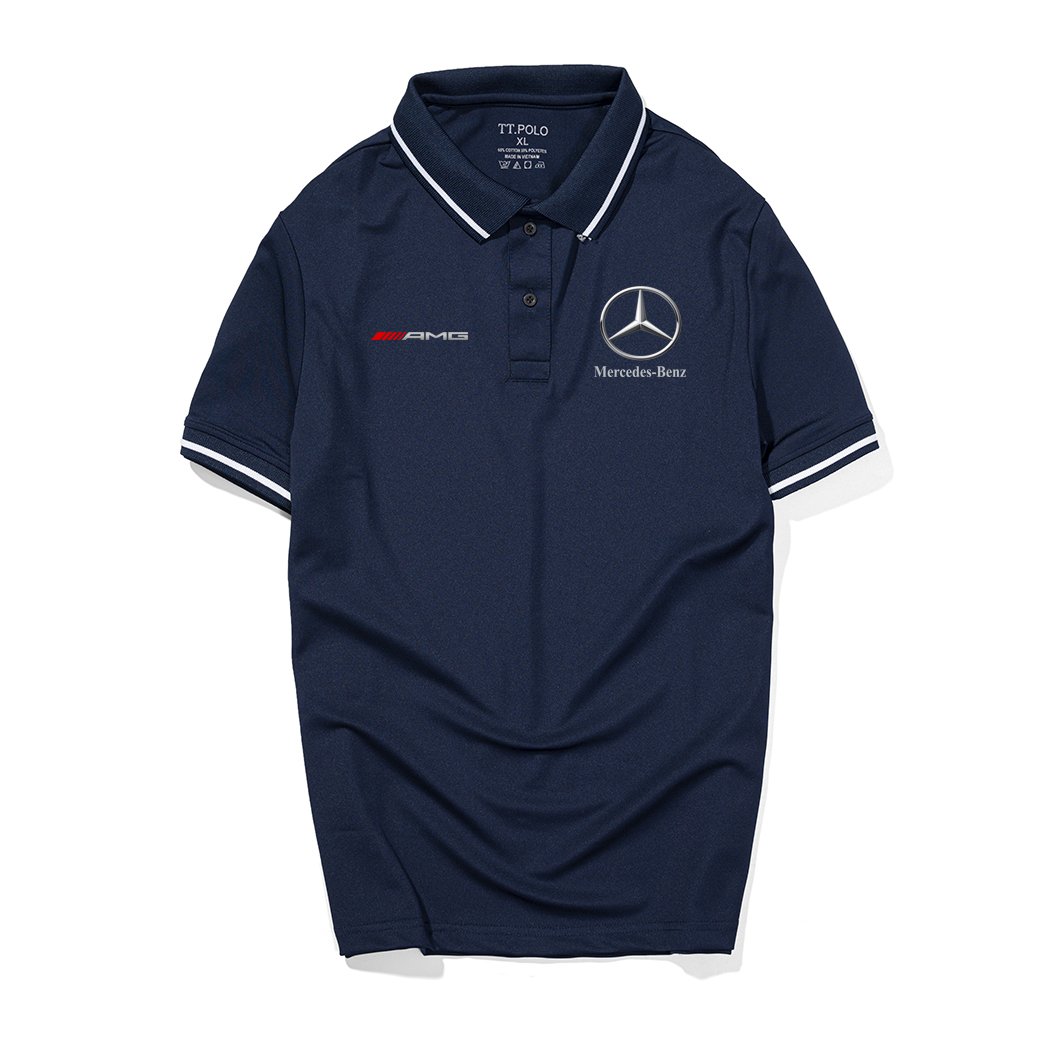 Áo thun Polo Mercedes Cao Cấp - Polo Merc có cổ Logo Hãng Xe Ô tô nhiều màu sang trọng, lịch lãm, đẳng cấp Phối Viền