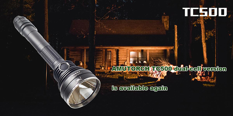 đèn pin chiếu xa amutorch tc500 sáng 2200 lumen tầm xa 800m sử dụng 2 pin 5