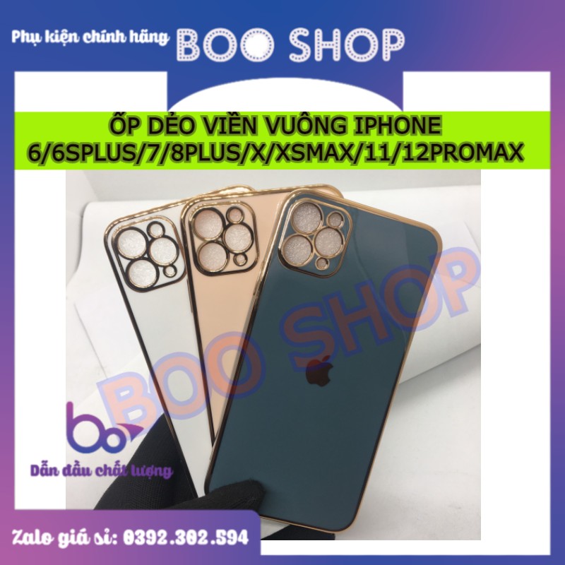 ỐP LƯNG DẺO VIỀN VUÔNG IPHONE cho 6//6s plus/7/8plus/x/xs/xs max/11/11 pro/11 promax
