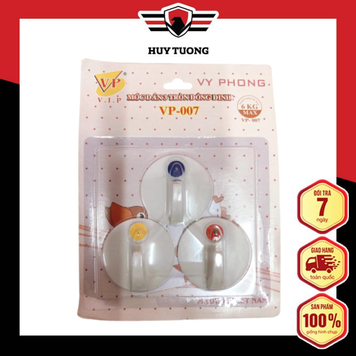 Bộ ba móc treo dán tường cực kỳ chắc chắn ( Có đinh đóng ) - Huy Tưởng