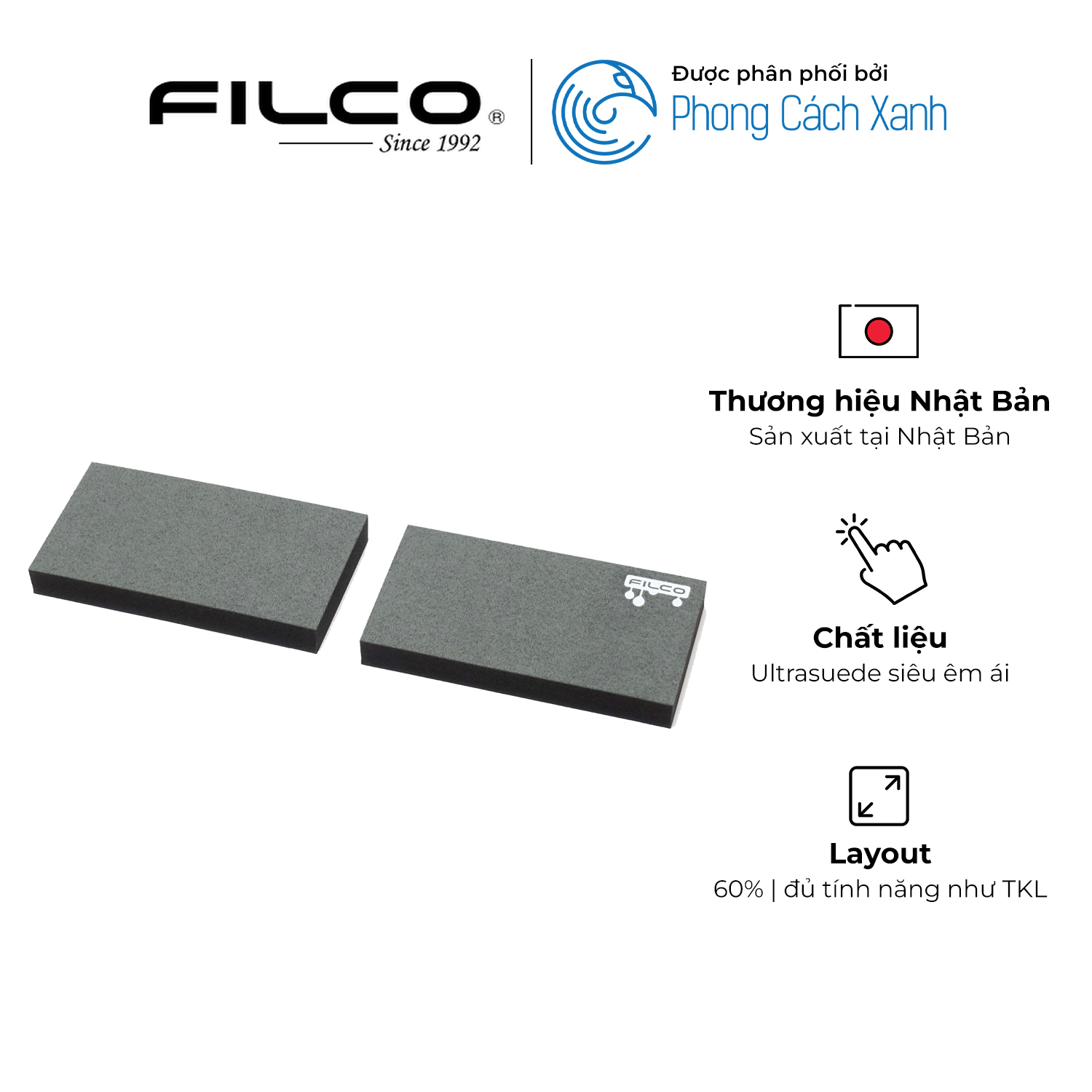 Kê tay bàn phím cơ đế Poron - Filco Majestouch wrist rest "Macaron" Kiểu Tách Đôi - Hàng Chính Hãng
