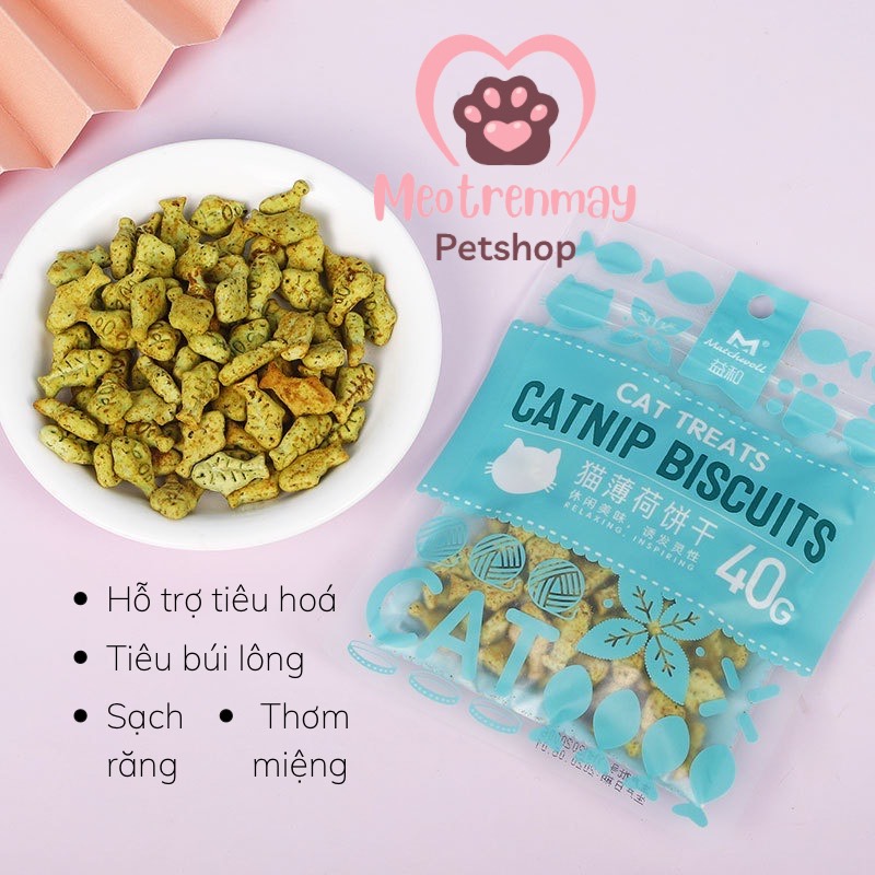 Bánh cá catnip đồ ăn vặt cho mèo Catnip Biscuit gói 40gr