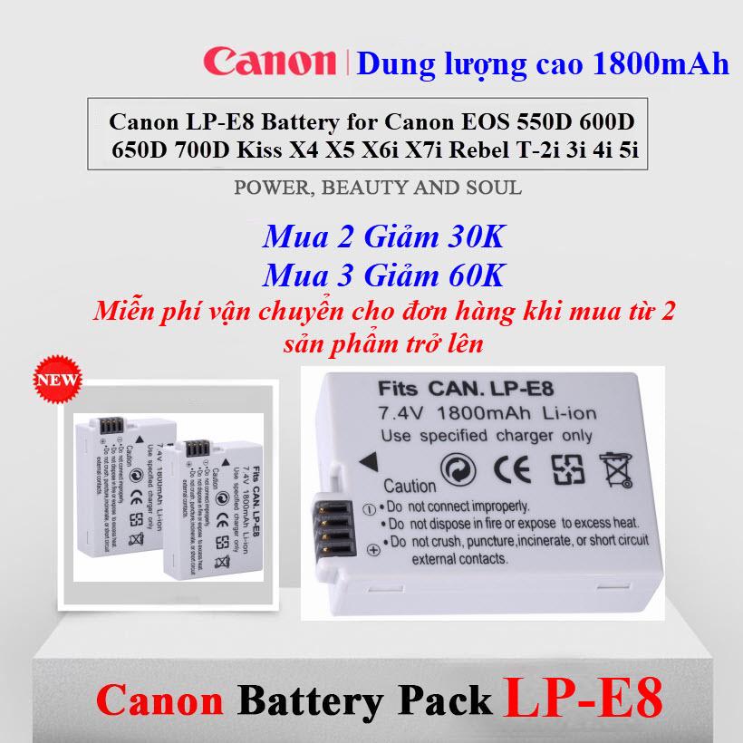Pin máy ảnh canon lp-e8 for canon 550d 600d 650d 700d - lp-e8 camera battery pack lp e8 lpe8 bateria for canon eos 550d 600d 650d 700d kiss x4 x5 x6i x7i rebel t2i t3i t4i t5i