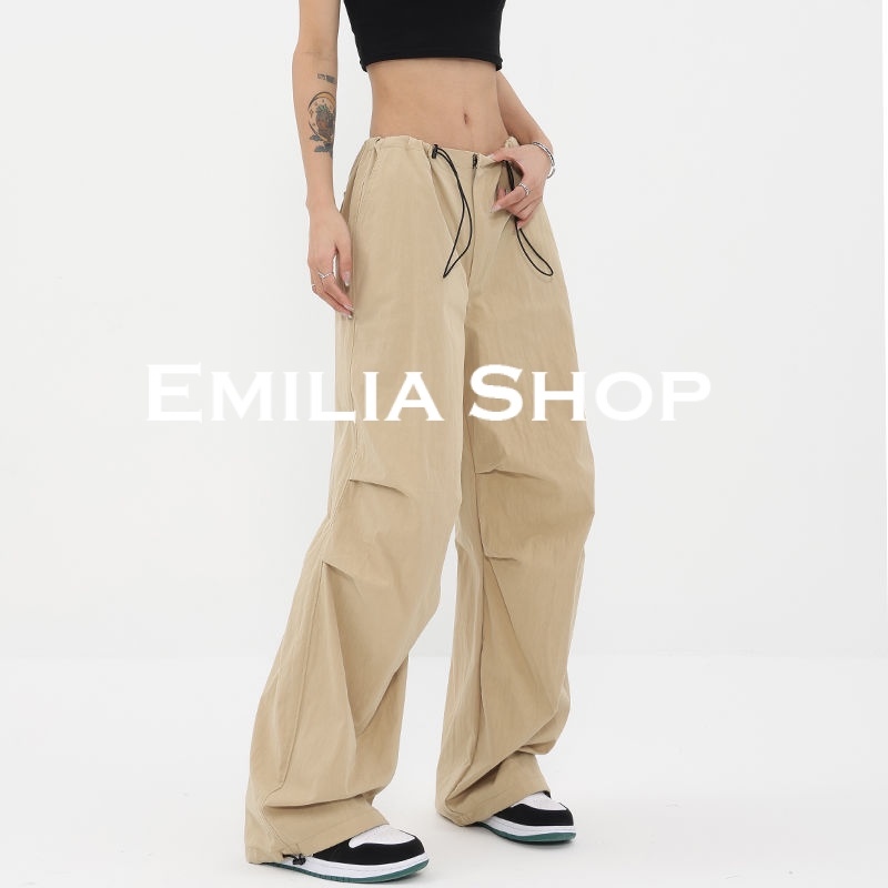 chất lượng cao EMILIA SHOP quần y2k quần ống rộng quần túi hộp nữ quần dù 2023 New 050904 HOT 9/8✇∈✕