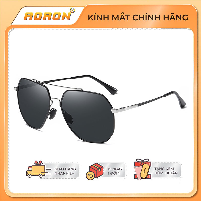 Kính Râm Nam Thời Trang Chống Tia UV, Tròng Kính Phân Cực Chống Chói Gọng Kính Vuông - AK035 - AORON