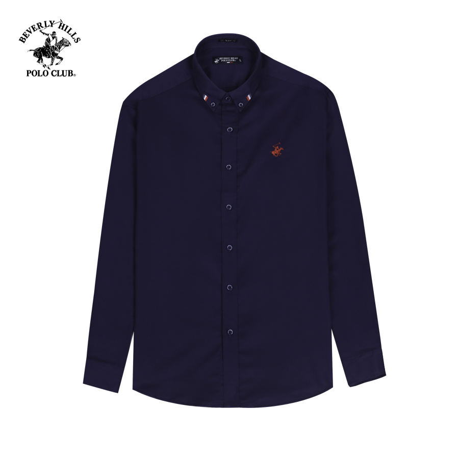 Áo sơ mi dài tay nam slim fit cotton navy trơn-cmslw23tl006