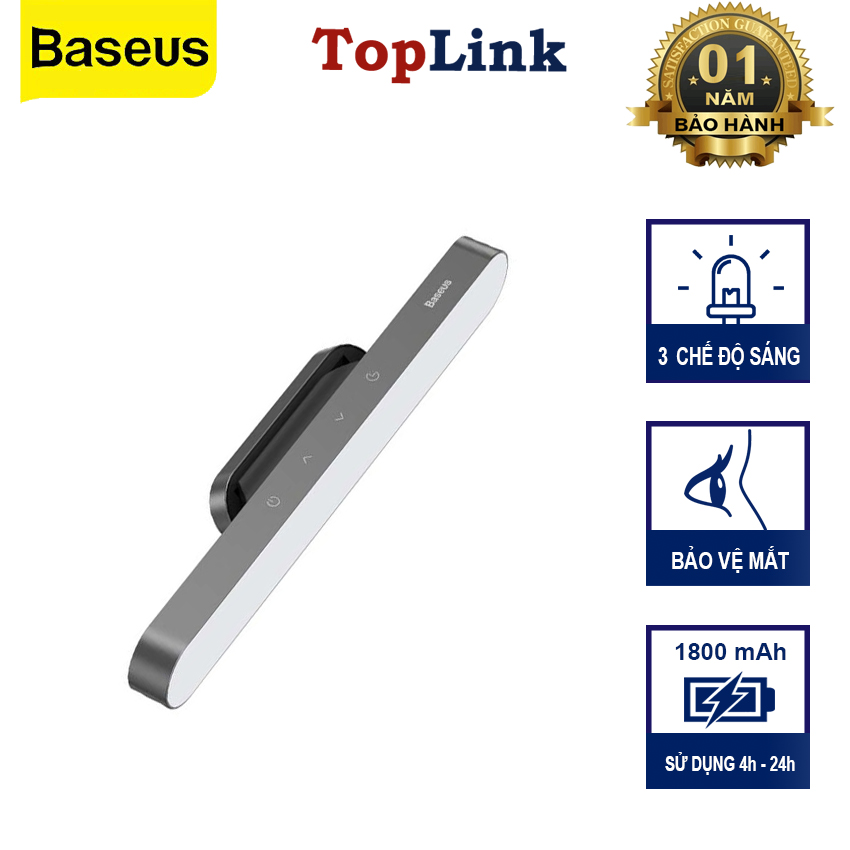 Đèn led tích điện - đèn led treo không dây 1800mah baseus dgxc-c0g cảm ứng dán tường gắn nam châm 3 chế độ sáng - toplink