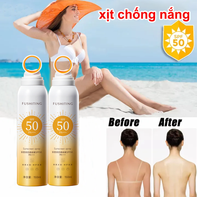 Xịt chống nắng chống nắng da mặt xịt chống nắng cách ly tia UV dùng được toàn thân chống lão hóa, không nhờn rít, thoáng nhẹ chống nắng giữ ẩm dưỡng trắng da phù hợp với mọi loại da SPF50+  PA+++
