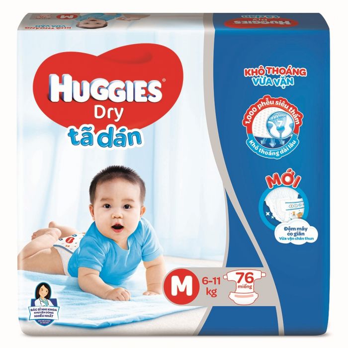 [HCM]Tã dán Huggies size M 76 miếng (cho bé 6-11kg)