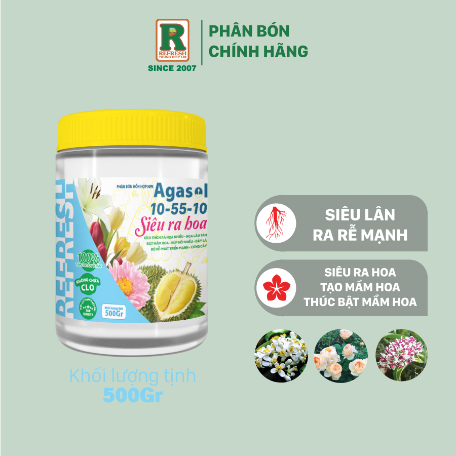 Phân bón lá agasol 10-55-10 + te siêu ra hoa - thúc bật mầm hoa, hoa lâu tàn, phát triển bộ rễ