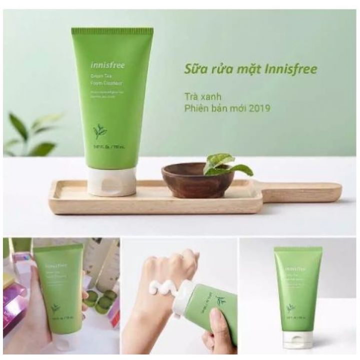 Sữa rửa mặt trà xanh innisfree mẫu 2019 làm trắng sạch nhờn mọi loại da