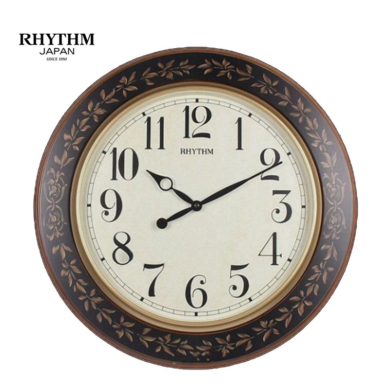 Đồng hồ treo tường Nhật Rhythm CMG292NR06 Kt 59.0 x 4.9cm, 3.35kg Vỏ gỗ. dùng PIN.