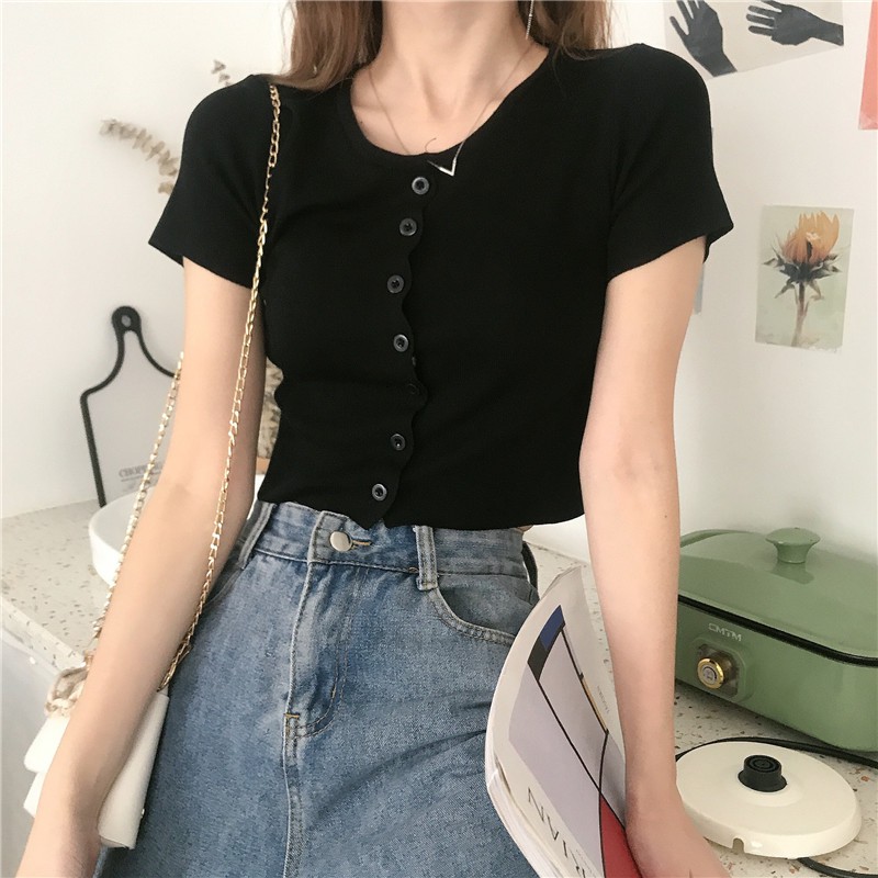 Áo Croptop Nữ Cổ Tròn Tay Ngắn Giá Tốt T08/2023 | Mua Tại Lazada.Vn