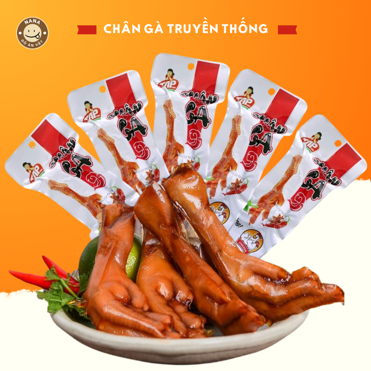 Chân gà t.a.p 50g giòn dai thơm ngon đảm bảo an toàn vệ sinh hương vị đậm đà, t.a.p food, ăn vặt nana