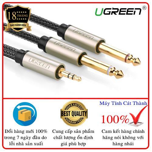 Cáp âm thanh 3.5mm ra 2 đầu 6.5mm mạ vàng 24k dài 5m ugreen av126 10619