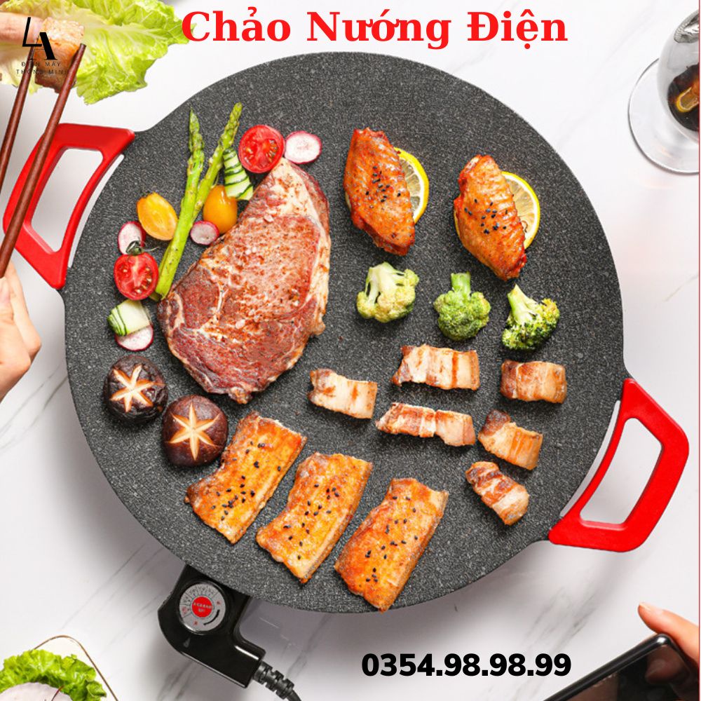 Chảo nướng điện hàn quốc chống dính không cần dầu,chảo đá chiên sào gián nướng bbq