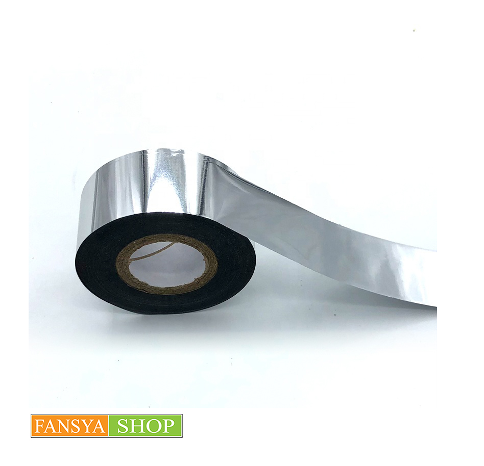 Nhũ ép kim trên da PU + simili màu bạc  cao cấp khổ 4cm x 120m