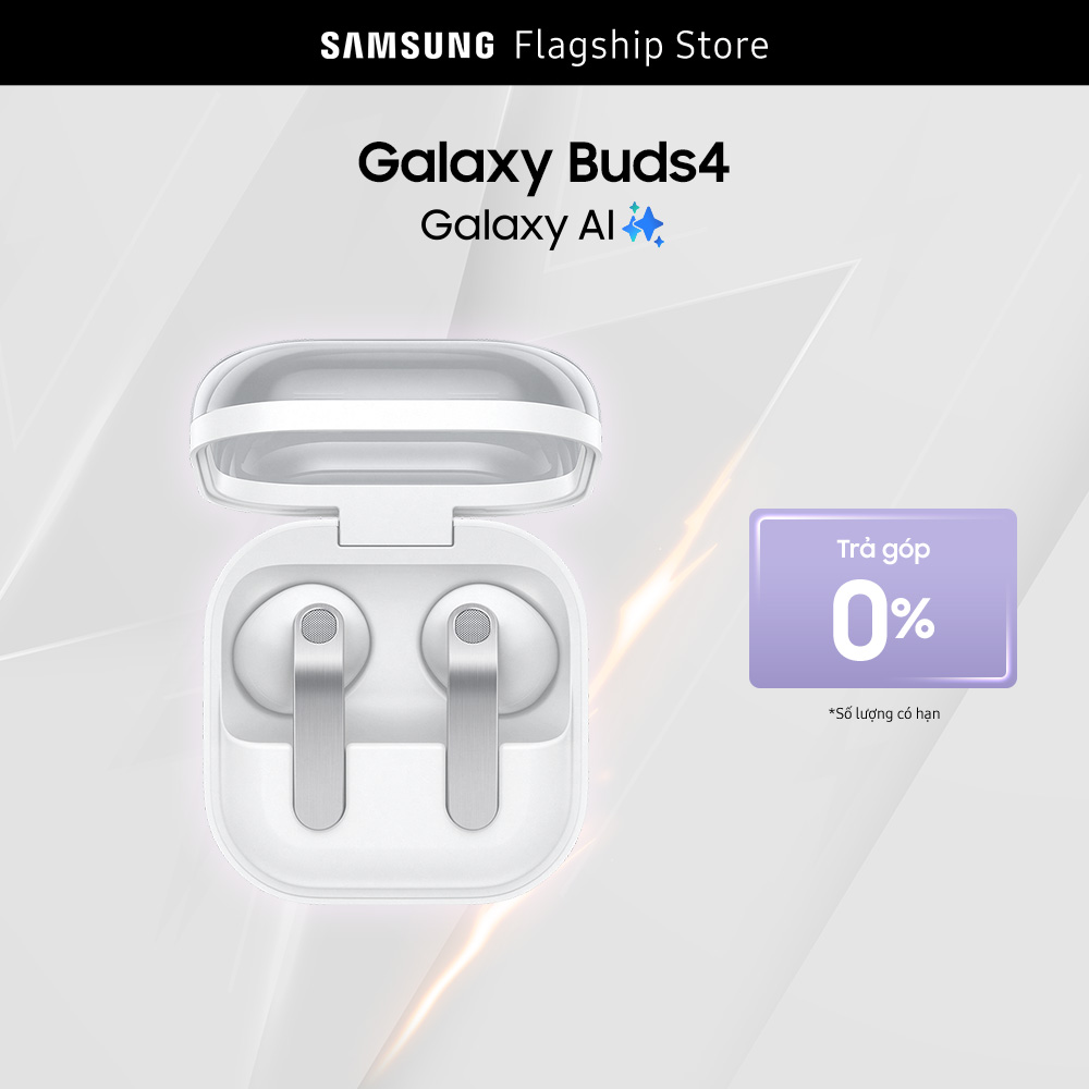 Tai nghe Samsung Galaxy Buds4, Chất âm Hi-Fi đa tầng, Chống ồn chủ động, Galaxy AI đa tác vụ