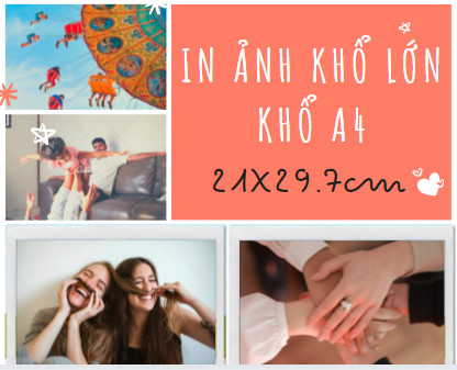 In ảnh khổ A4, kích thước 21x29.7, và 20x25 in ảnh theo yêu cầu ảnh kích thước lớn