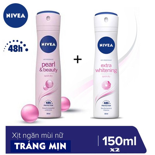 2 xịt khử mùi Nivea nữ - 150ml/chai- Giao mùi ngẫu nhiên