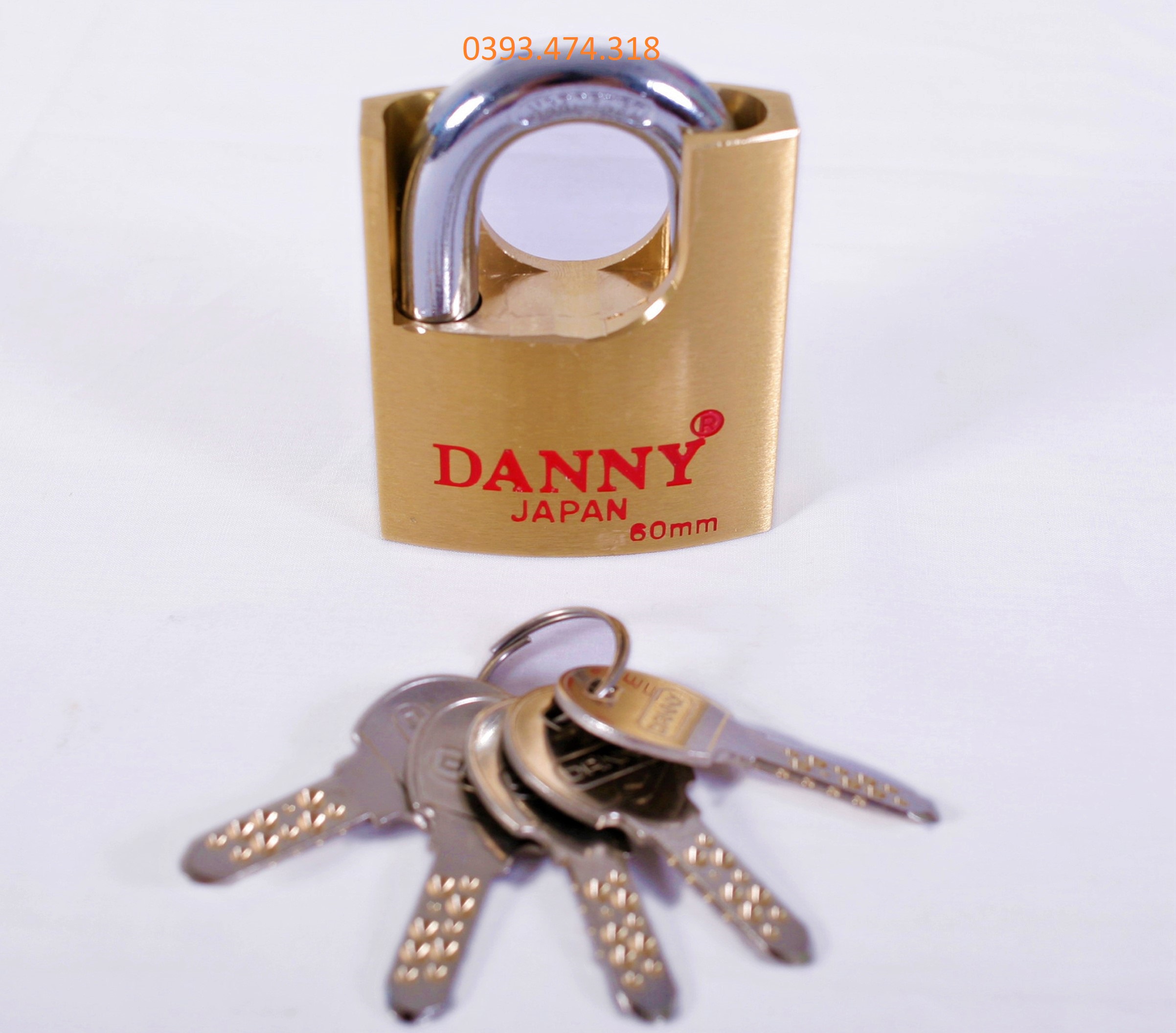 Khóa Đồng chống cắt DANNY cầu 60mm chìa vi tính, khóa không cần chìa