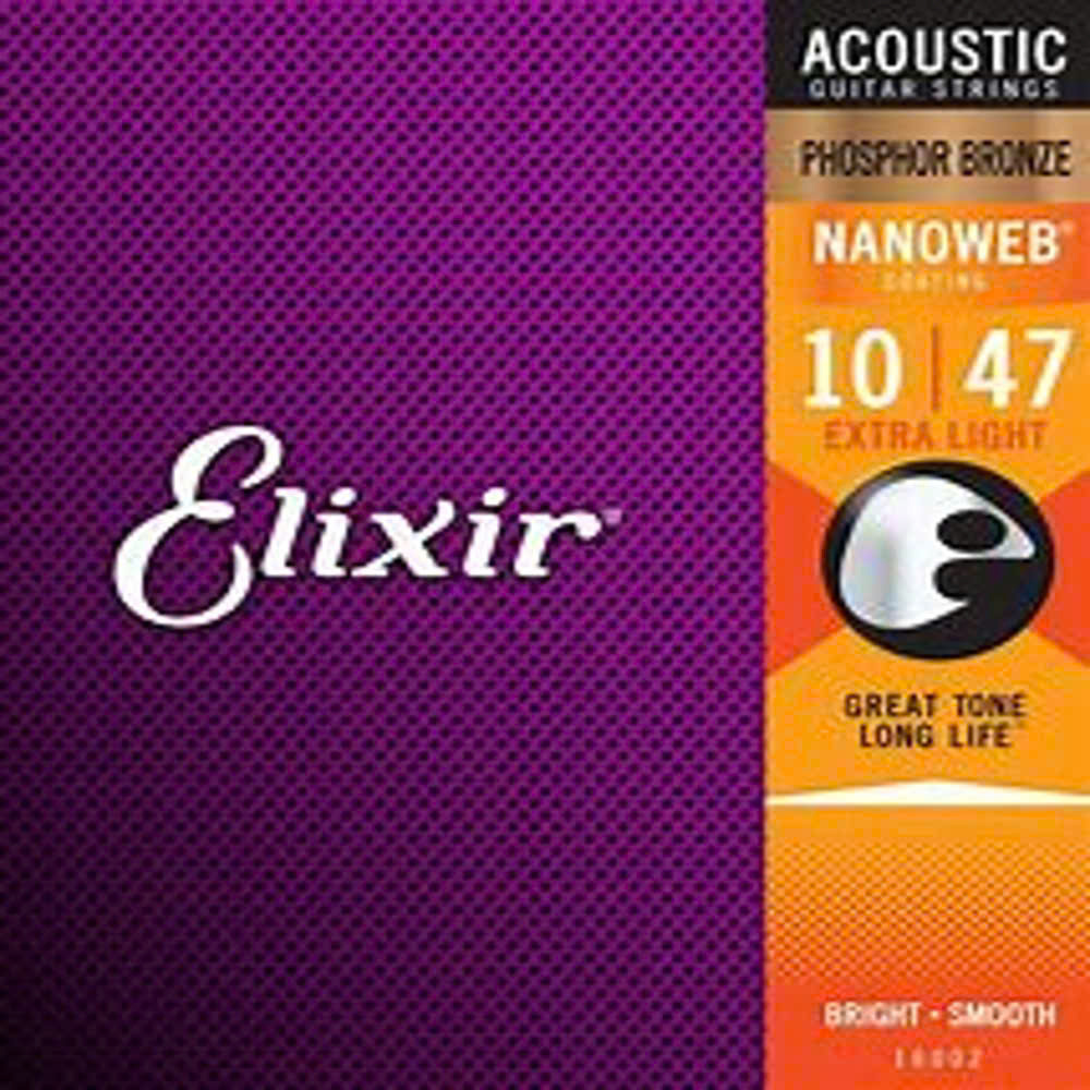 Elixir Acoustic Guitar Strings 10-47 80/20 Bronze Nanoweb Extra Light