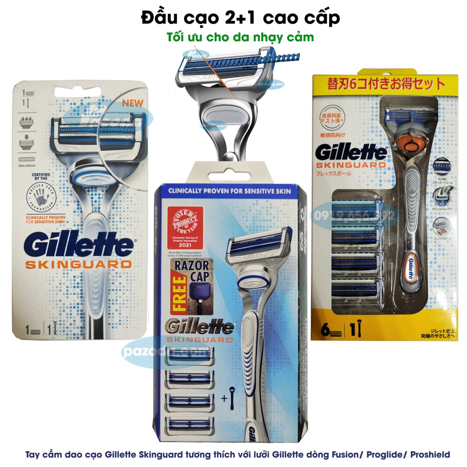 HOÀN TIỀN 15% - Dao cạo râu Gillette Skinguard (đầu cạo 2+1 tối ưu cho da nhạy cảm)
