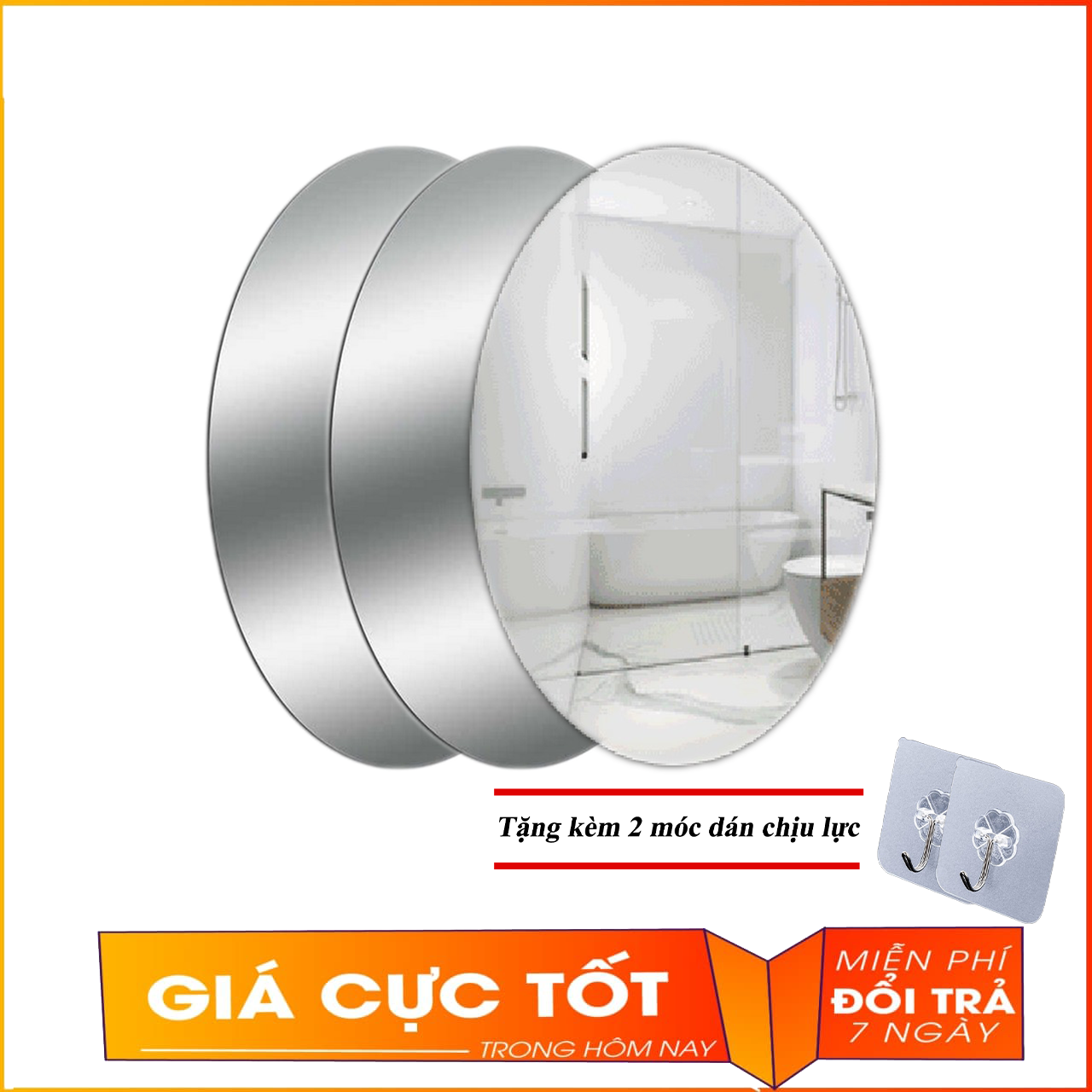 [ HÀNG MỚI ]Gương Dán Tường 3D Hình Bầu Dục + tặng kèm 2 móc dán,GươDecal Dán Tường tặng kèm 2 móc dán, Gương Dẻo Dán Tường Tự Dính Tường Cho Phòng Khách Phòng Ngủ Gương Acryli Dán Tường, An Toàn, Không Vỡ Gương Soi Rõ Nét