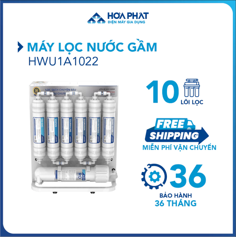 Máy lọc nước RO để gầm chân quỳ 10 lõi Hòa Phát HWU1A1022 - Bảo Hành 36 Tháng