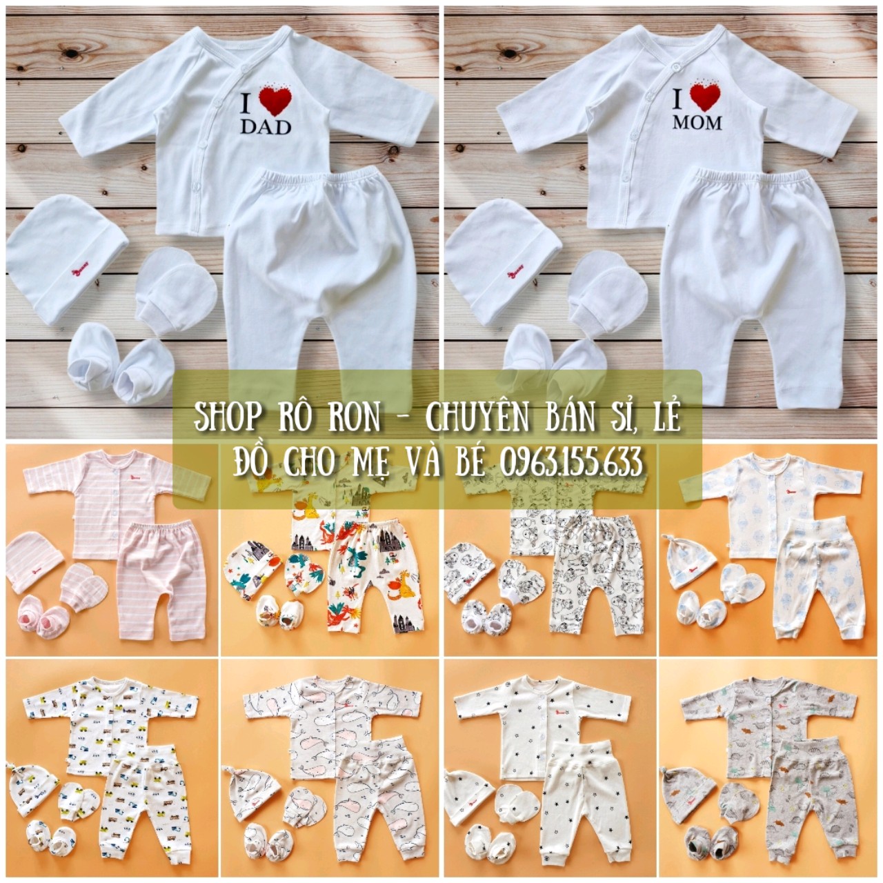 SET BỘ SƠ SINH BUNNY 5 CHI TIẾT CHO BÉ (QUẦN - ÁO - MŨ - BAO TAY - BỐT CHÂN)
