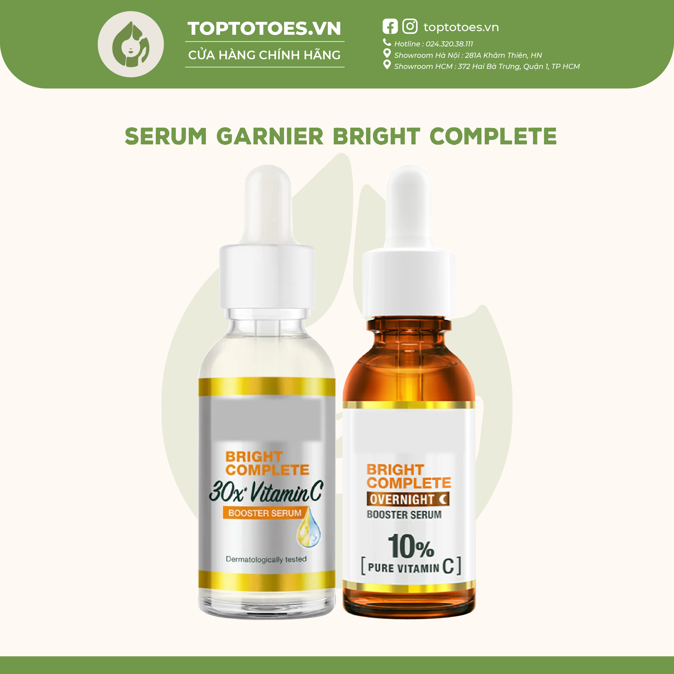 Serum Garnier dưỡng sáng, mờ thâm Bright Complete 30x Vitamin C Booster 30ml