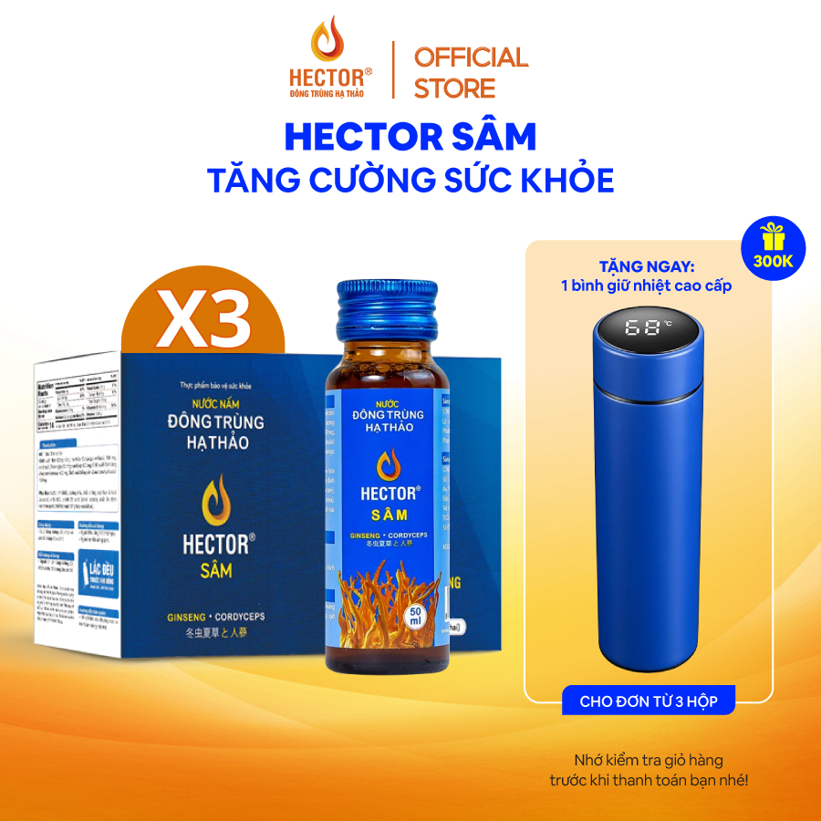 Combo 3 hộp Nước uống Đông Trùng Hạ Thảo Hector Sâm