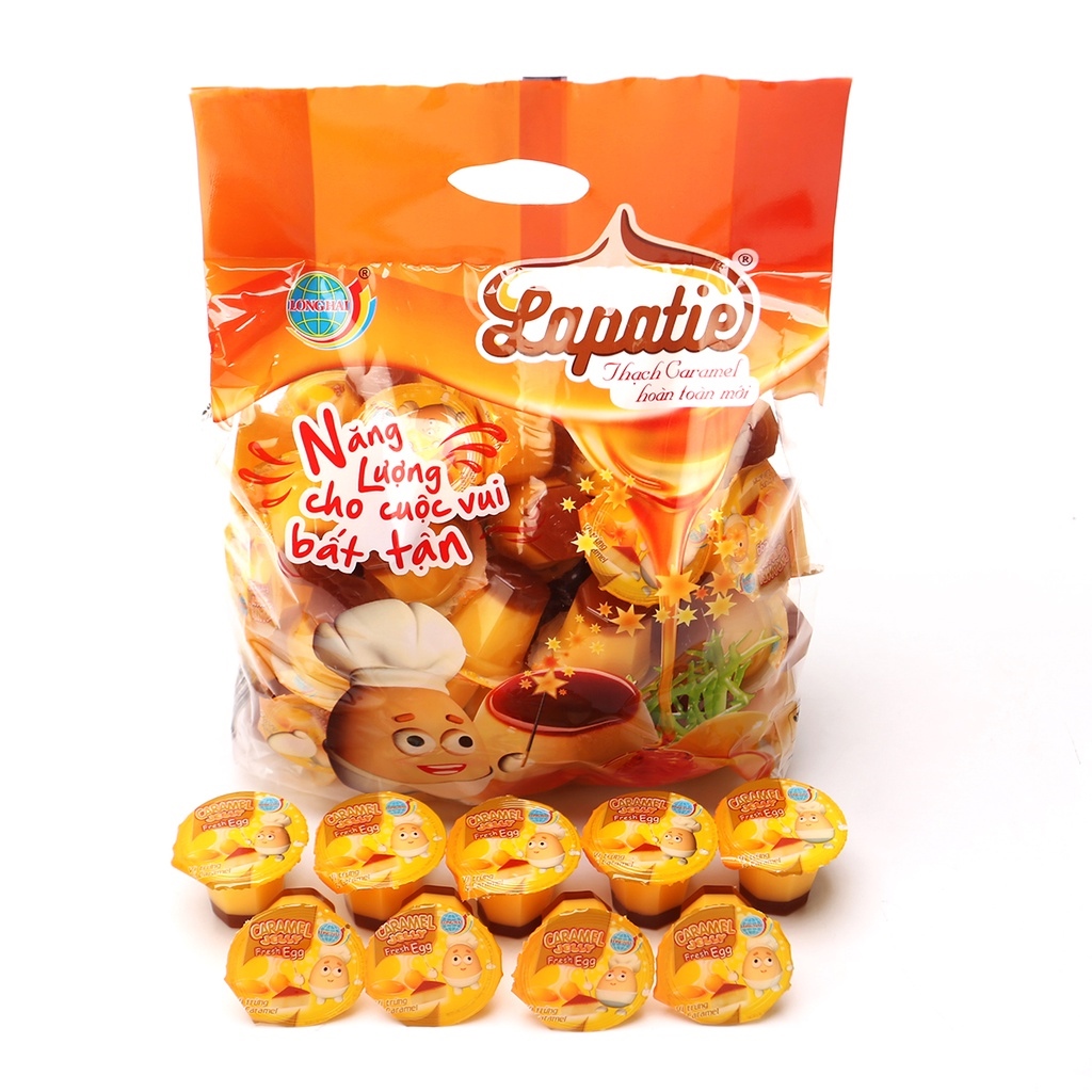 Thạch caramel Lapatie thạch caramen trứng Long Hải trọng lượng túi 992 g