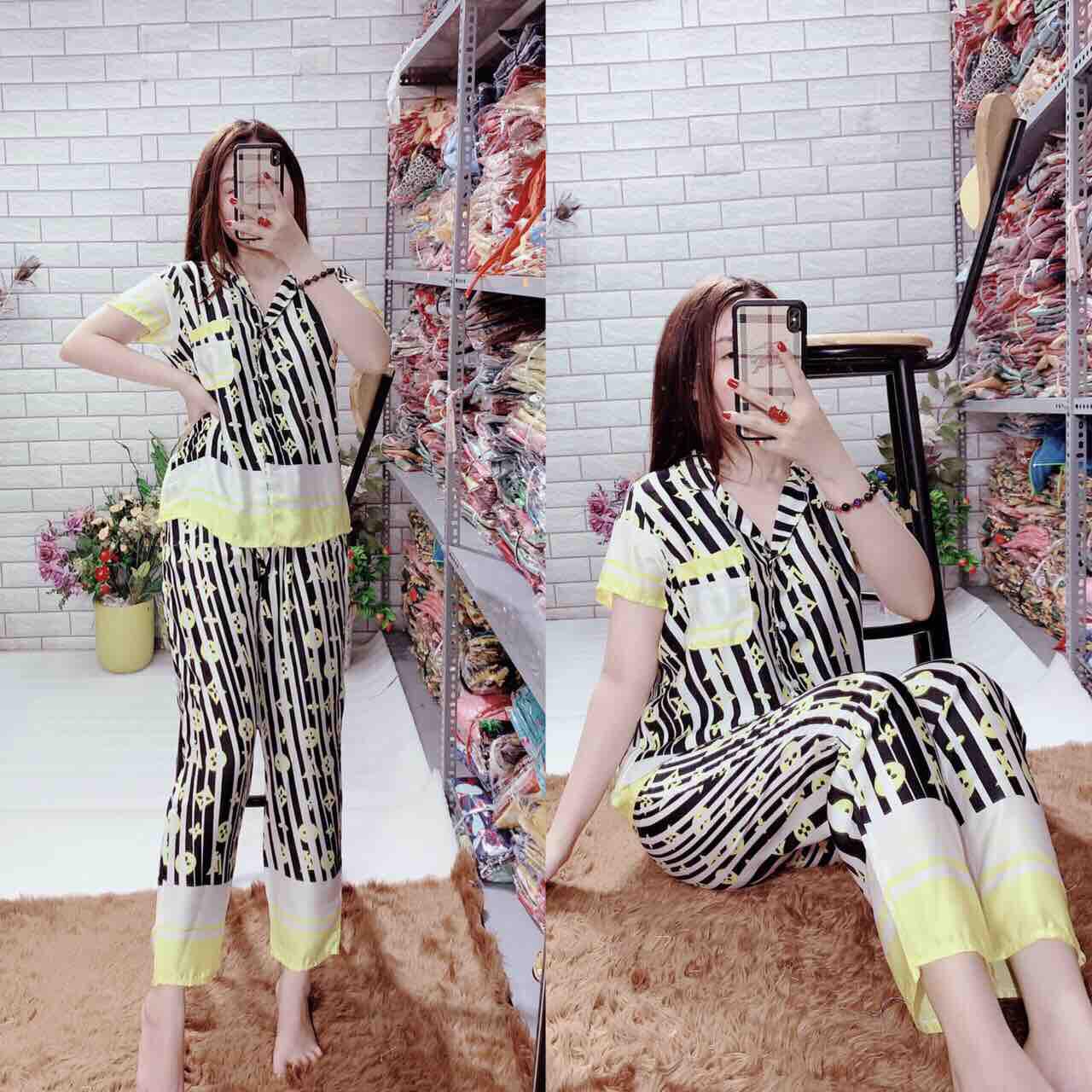 Bộ pijama TNQD Satin lụa họa tiết