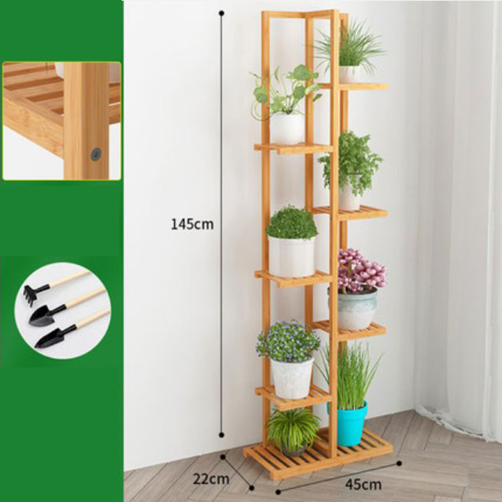 Kệ để chậu hoa cây cảnh bằng tre 7 tầng 45x22x145