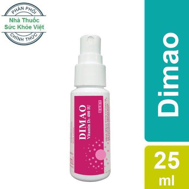 Dimao - Vitamin D3 dạng xịt 400IU, hàng nhập khẩu châu âu, hiệu quả và hấp thu tốt (Chai 25ml)