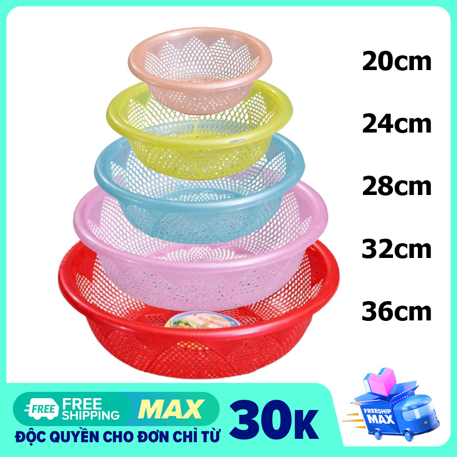 Bộ 5 rổ nhựa gồm các size 20-24-28-32-36cm. Màu ngẫu nhiên-Thương hiệu Fataco an toàn