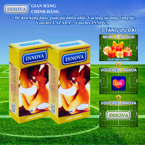  Bộ 2 Hộp Bao cao su Innova 12 bao   Hộp Vàng - Gân Gai   - Hỗ trợ Kéo dài thời gian quan hệ 