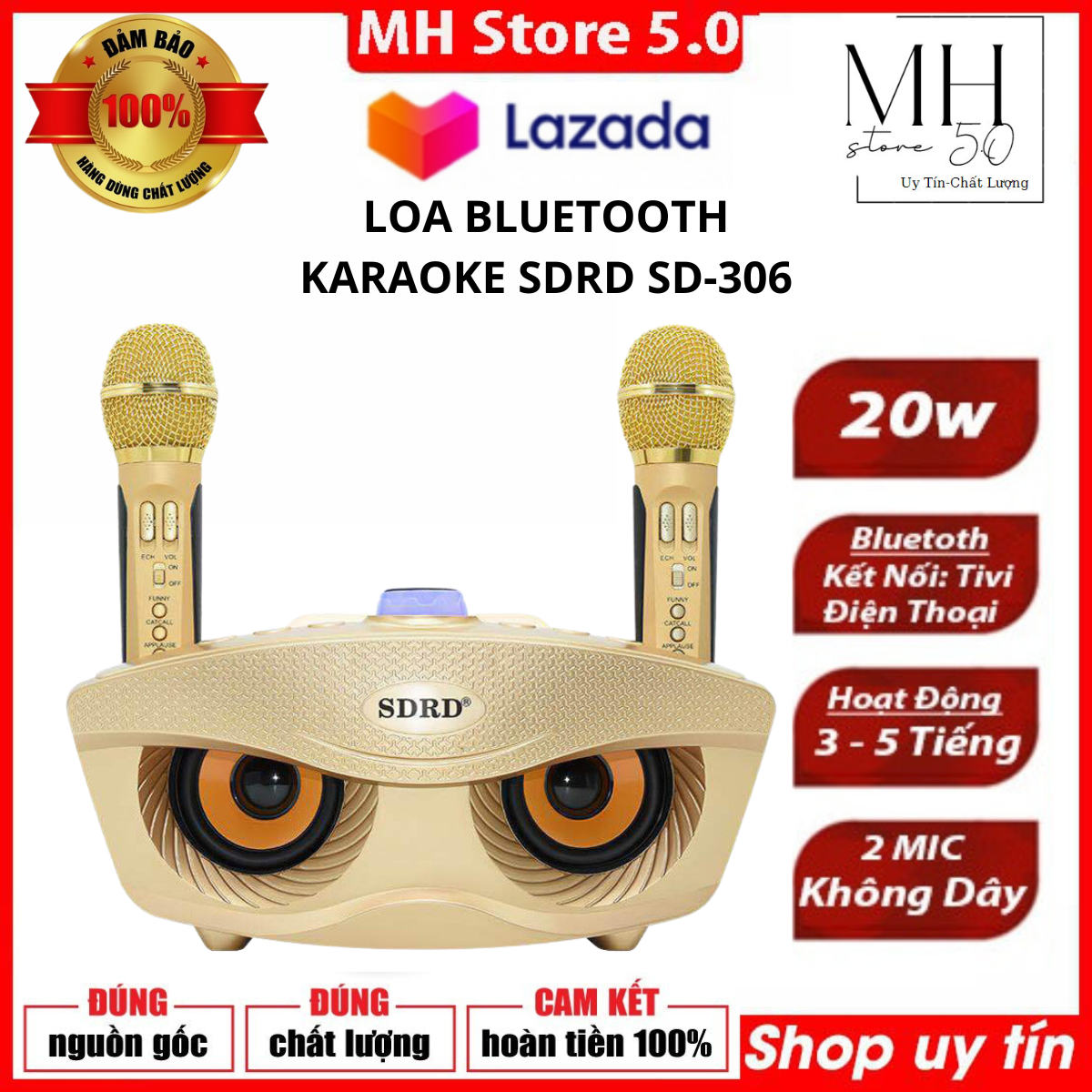 Loa bluetooth karaoke sdrd sd-306 công suất lớn, loa thùng bluetooth hát karaoke sd-306 kèm 2 micro không dây. loa bluetooth karaoke sd-306 công suất lớn, bass cực chuẩn, có giá đỡ điện thoại, tách lời bài hát. bảo hành 12 tháng.
