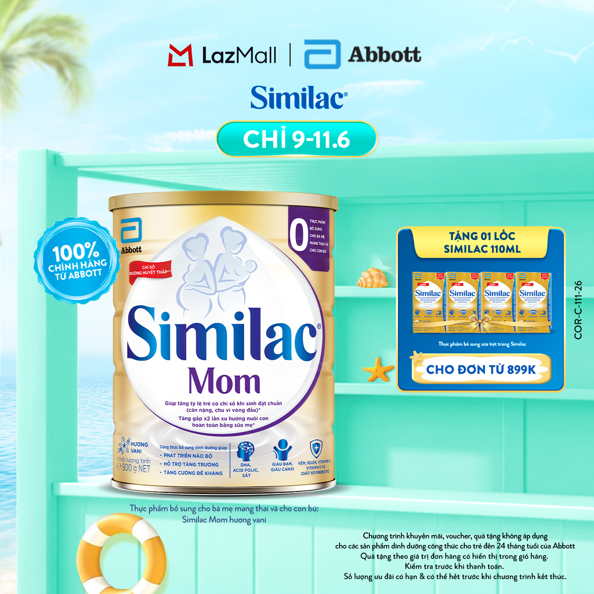 [CHỈ 09-11.06 QT ĐƠN 899K-SLCH] Sữa bột Similac Mom hương vani 900g