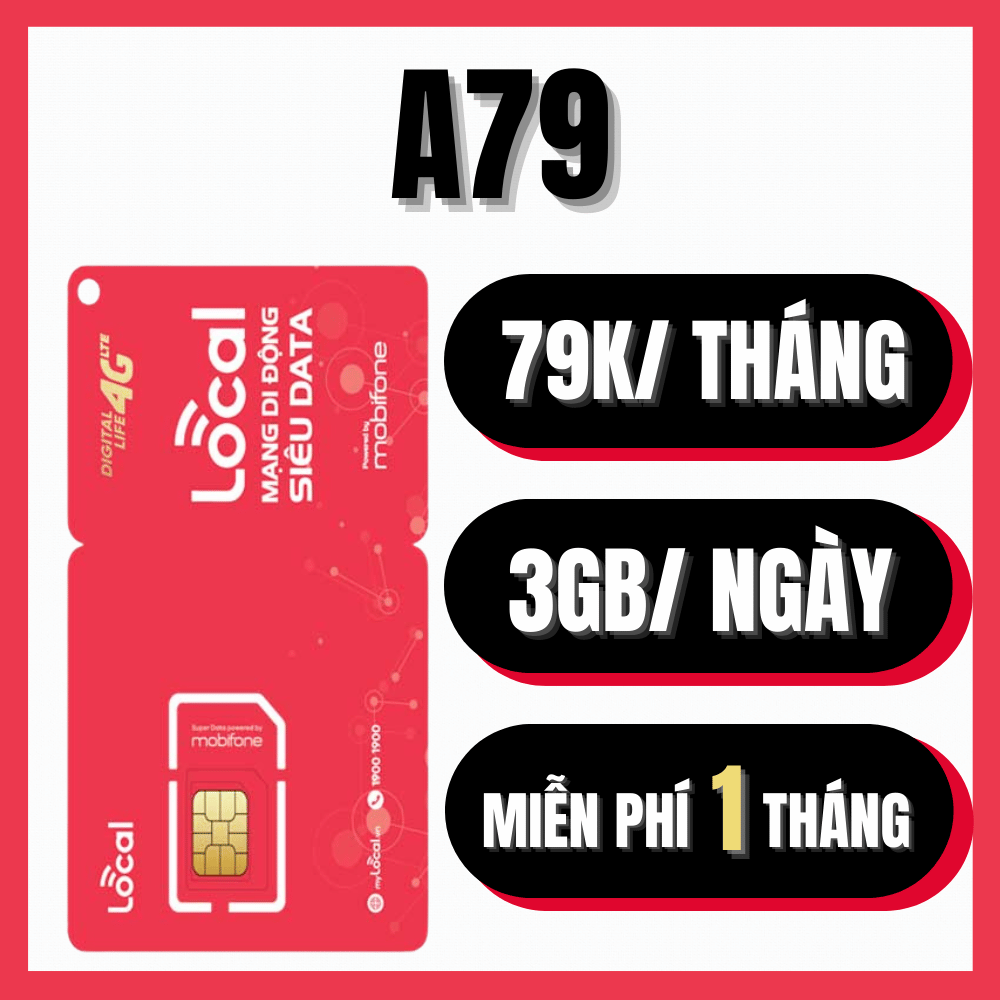 ( MIỄN PHÍ 1 THÁNG ĐẦU )  SIM 4G Local sóng Mobifone - Data Tốc Độ Cao Tói 6GB/ngày + Miễn Phí Gọi N