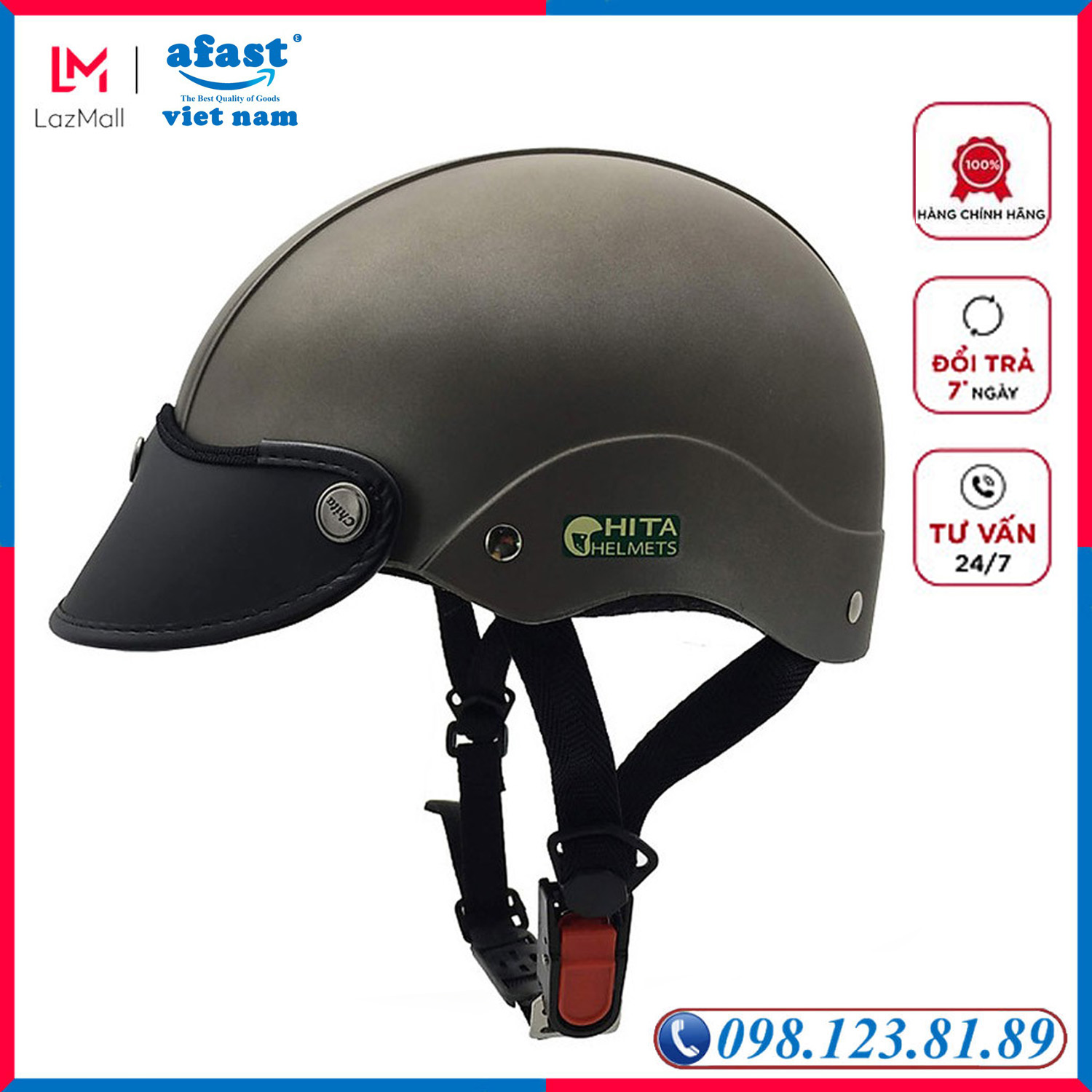 Mũ bảo hiểm thời trang 1/2 đầu Chita CT31 màu xám bạc hiện đại dành cho cả nam và nữ - AFAST VIỆT NAM