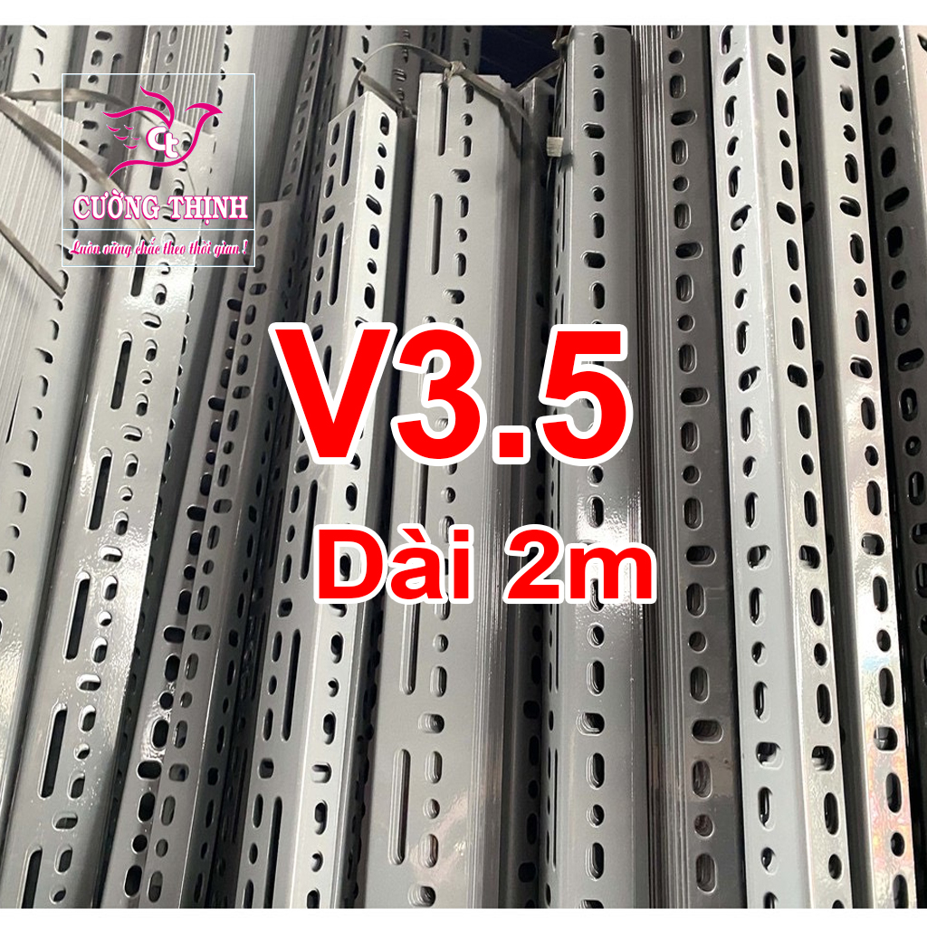 Sắt v lỗ v3.5, dài 1m8, dày 1,6mm | lắp ráp kệ sắt trưng bày