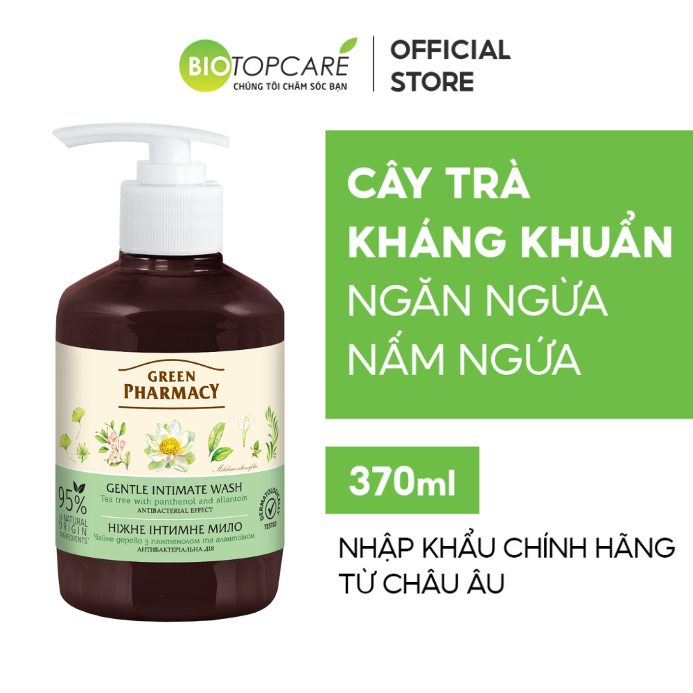 Dung dịch vệ sinh phụ nữ kháng khuẩn Zelenaya Apteka chiết xuất Cây Trà 370ml - BioTopcare Official