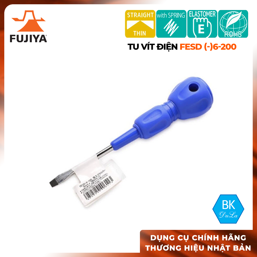 Tuốc nơ vít điện- tua vít điện đầu dẹt màu xanh Fujiya FESD-6-150 made in Japan
