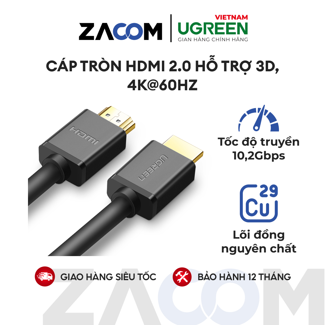 Dây hdmi 1.4 thuần đồng 19+1 dài 5m ugreen hd104 10109