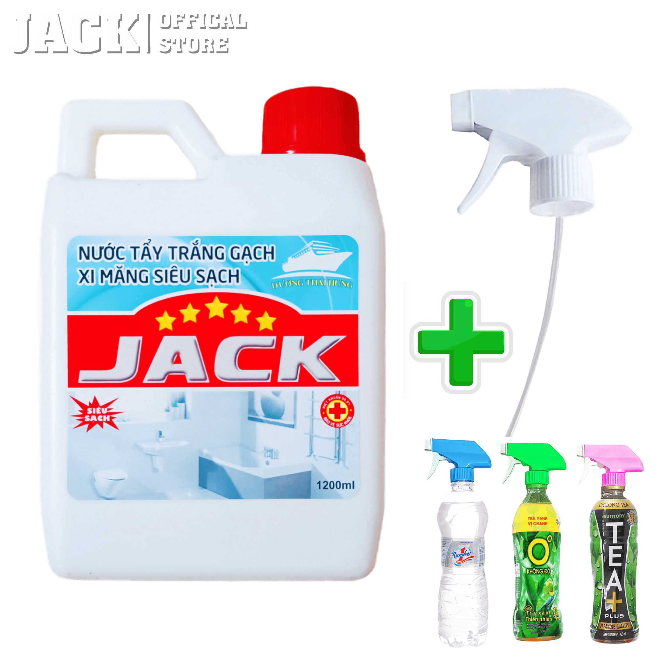 Tẩy Mới Gạch, Tẩy Ố Vàng, Ố Đen Trên Nền Gạch, Tẩy Rong Rêu, Tẩy Xi Măng Siêu Sạch Jack 1200ml
