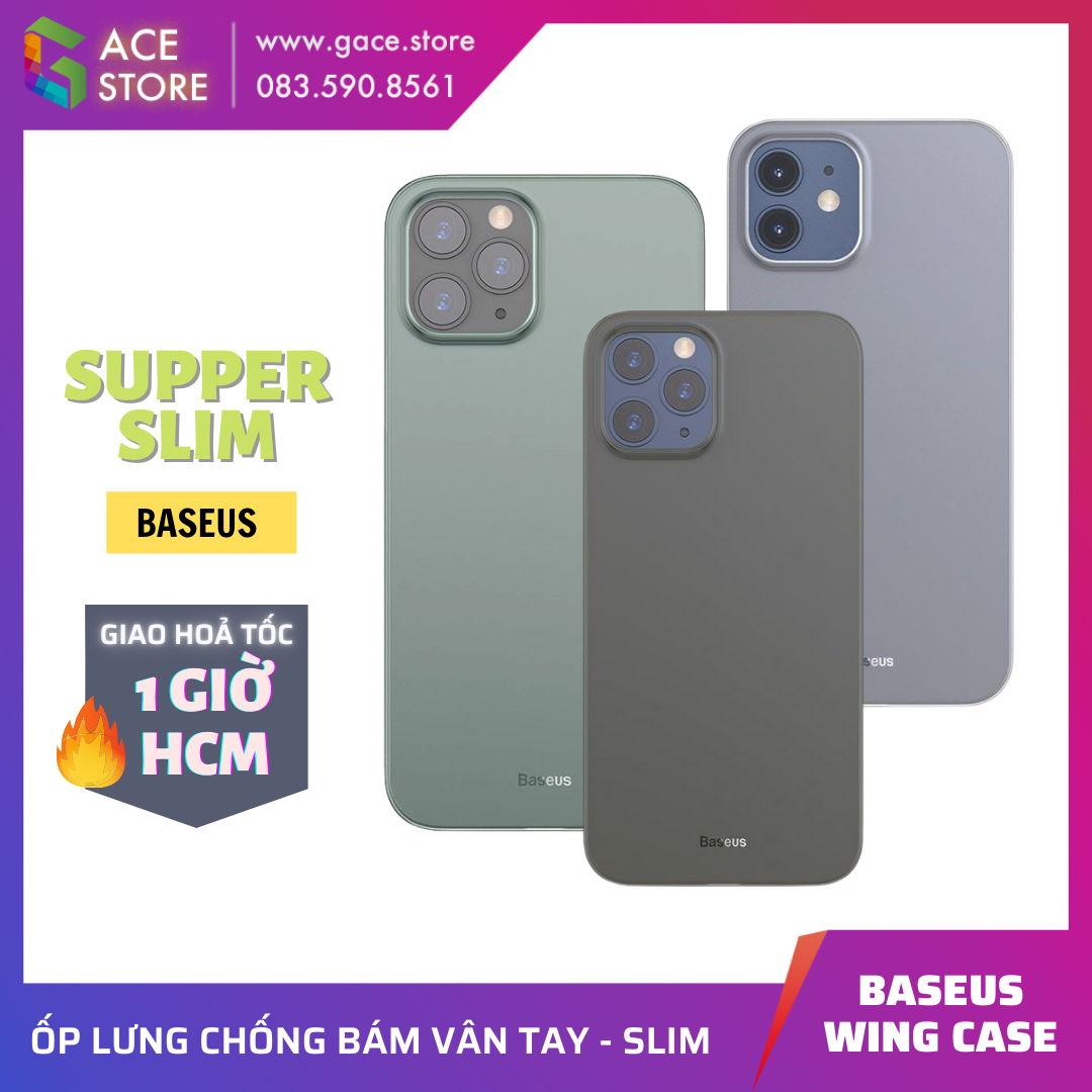 [HCM]Ốp lưng siêu mỏng chống bám vân tay iPhone 12 Series Baseus Wing Case ( 0.45mm Ultra Thin Anti Oil/ Finger Print)